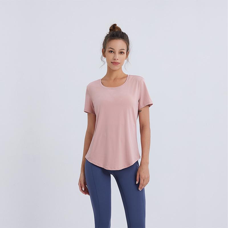 Women's Summer Slimming Yoga Cover-up T-shirt - Loose Fit, Short Sleeve Fitness Top for Running and Training