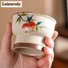 75ml Hand-painted Pomegranate High Footed Tea Cup High-end Ru Kiln Master Cup Household Ladies' Mug Personal Tea Bowl Drinkware