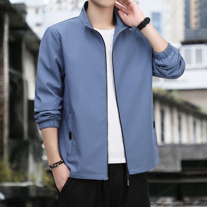 Повседневная мужская куртка весна-осень универсальная простая мужская бейсбольная куртка с воротником-стойкой однотонная