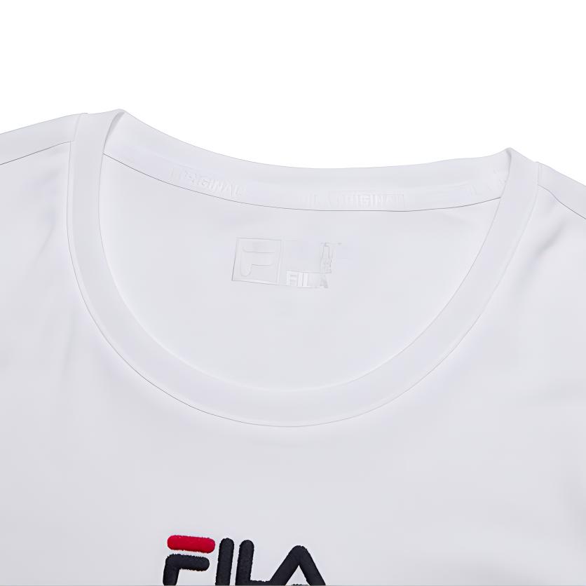 Fila Простая однотонная вышитая дышащая футболка обычного кроя Женские топы Белый F11W928108FWT