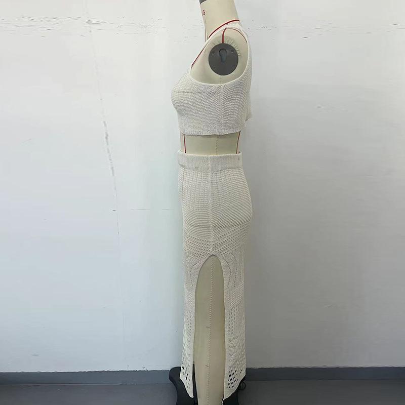 2024 Женская облегающая пляжная юбка средней длины с разрезом и накидка на бикини