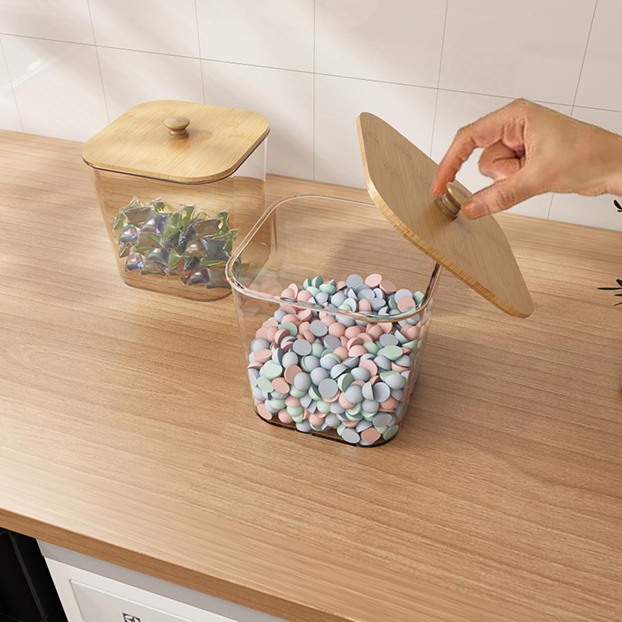 Контейнеры для хранения и организации прачечной 80 унций Контейнеры для капсул для стирки с крышками для стирального порошка, капсул для стирки, сухих салфеток