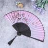 Бамбуковый антикварный складной веер в китайском стиле, летний женский танцевальный веер, портативный элегантный цветочный ручной веер, изысканные подарки
