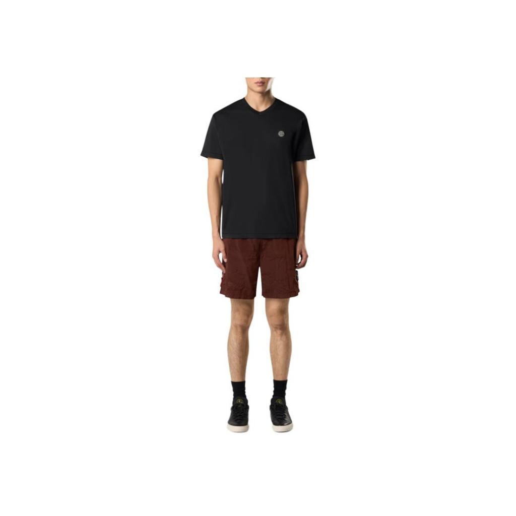 STONE ISLAND Мужская футболка с V-образным вырезом 25SS, облегающая, черная K1S152100001S0013-V0029