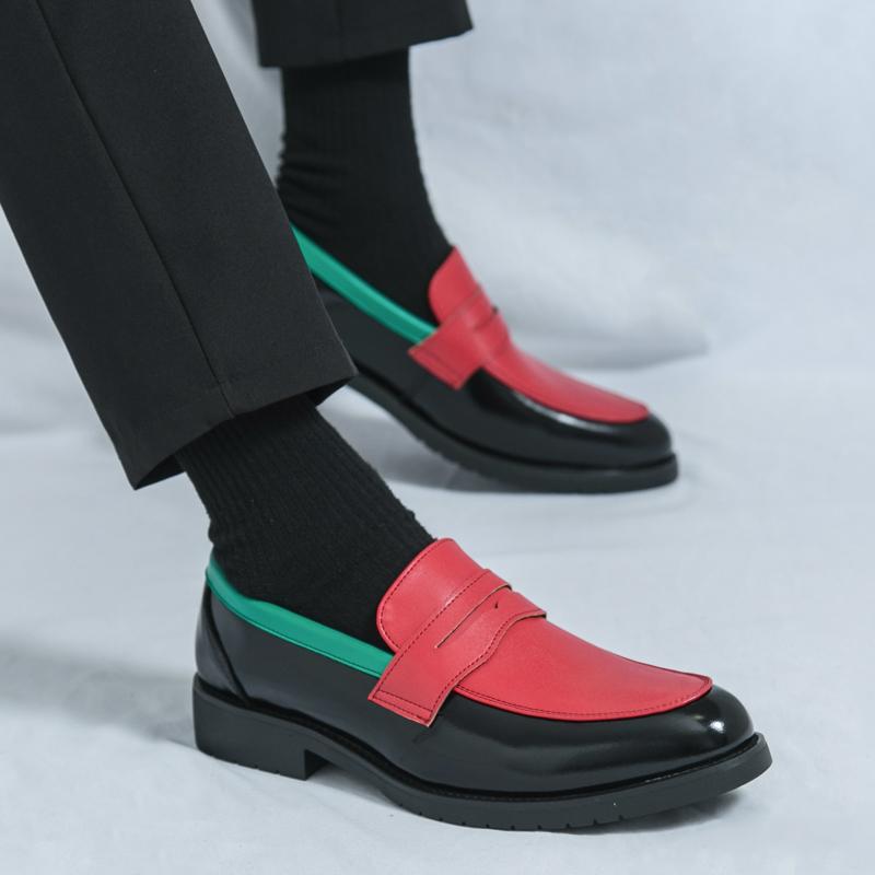 Fashion Party Men's Leather Shoes Fashion Designer Style Design Leisure Office Handsome Casual Young Versatile Loafers Color Blocked