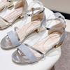 Модные женские сандалии 2025 Новые модные сандалии Низкий каблук Повседневная обувь Женская обувь с открытым носком Летняя Легкая Модная женская обувь Sandalias De Mujer