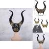2024 New Golden Maleficent Horns Latex Mask For Halloween Cosplay And Carnival