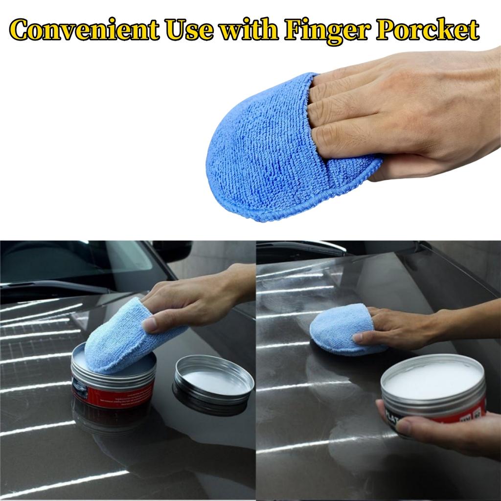10PCS Microfiber Wax Applicator Pads Car Care Soft Wax Sponge With Finger Pocket Wax Applicator For Car Paint Interior Leather