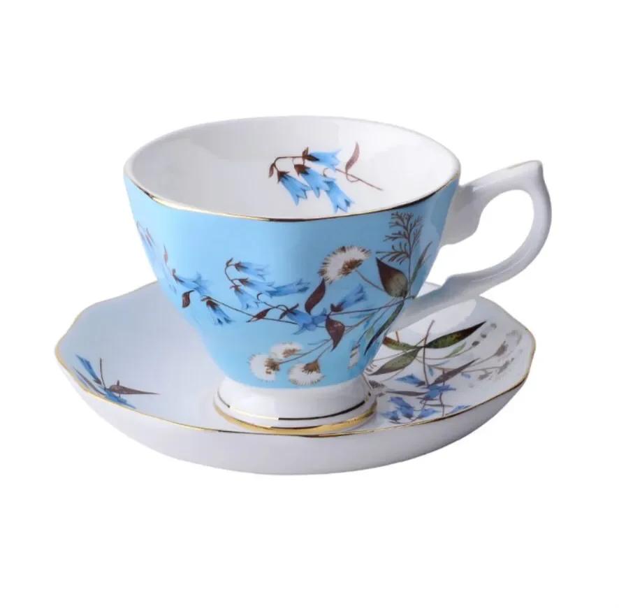 Bone China Coffee Cup Spoon Saucer Set English Afternoon Tea Cup Coffeeware 170ml Porcelain Cup and Saucer for Coffee