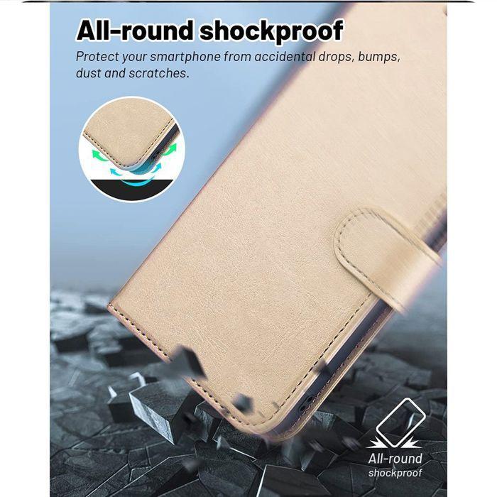 Coque de Téléphone - BOOLING - pour Samsung Galaxy S25 FE - Antichoc Synthécuir Doré - 2 Verres Trempés