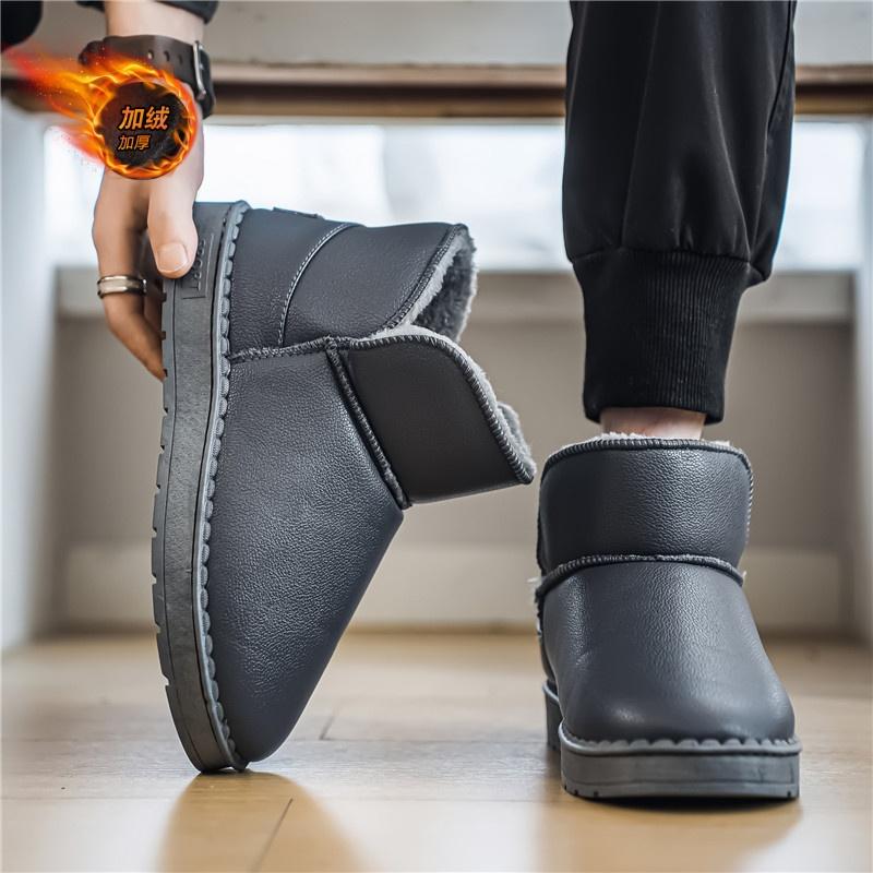 Зимние новые мужские бархатные теплые зимние ботинки 2024 года, легкие и удобные, средней высоты, универсальные, однотонные, из хлопка, размер 40-44