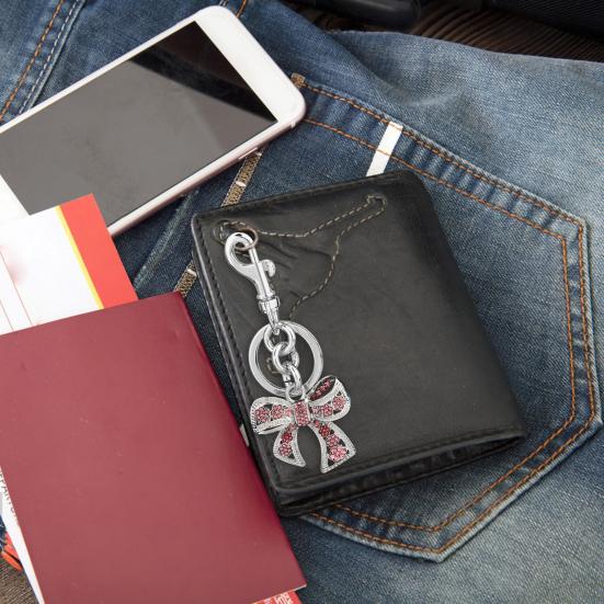 Брелок с бантом из стразов, блестящий шарм для сумки, шарм для сумки, брелок с бантом и кольцом для ключей для сумок, рюкзаков, женский подарок