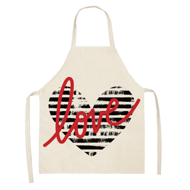New Printed Women's Kitchen Apron Anti-stain and Oil-proof Linen Apron Dress Men's Chef Cooking Apron Cleaning Children's Apron