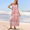 Женский повседневный длинный сарафан, летнее пляжное платье с принтом, свободный сарафан без рукавов с круглым вырезом