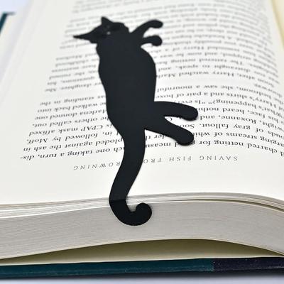 Металлический набор закладок для кошек Легкие железные держатели страниц с дизайном черной кошки Нескользящие закладки Подарок
