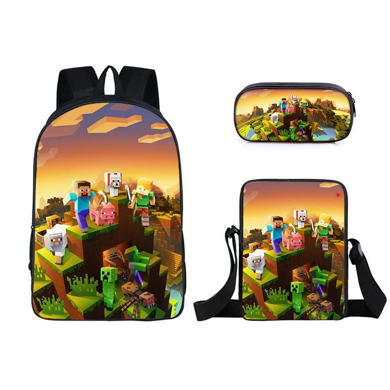 Minecraft Cartoon Game Character Printed Children Large Backpack Capacity