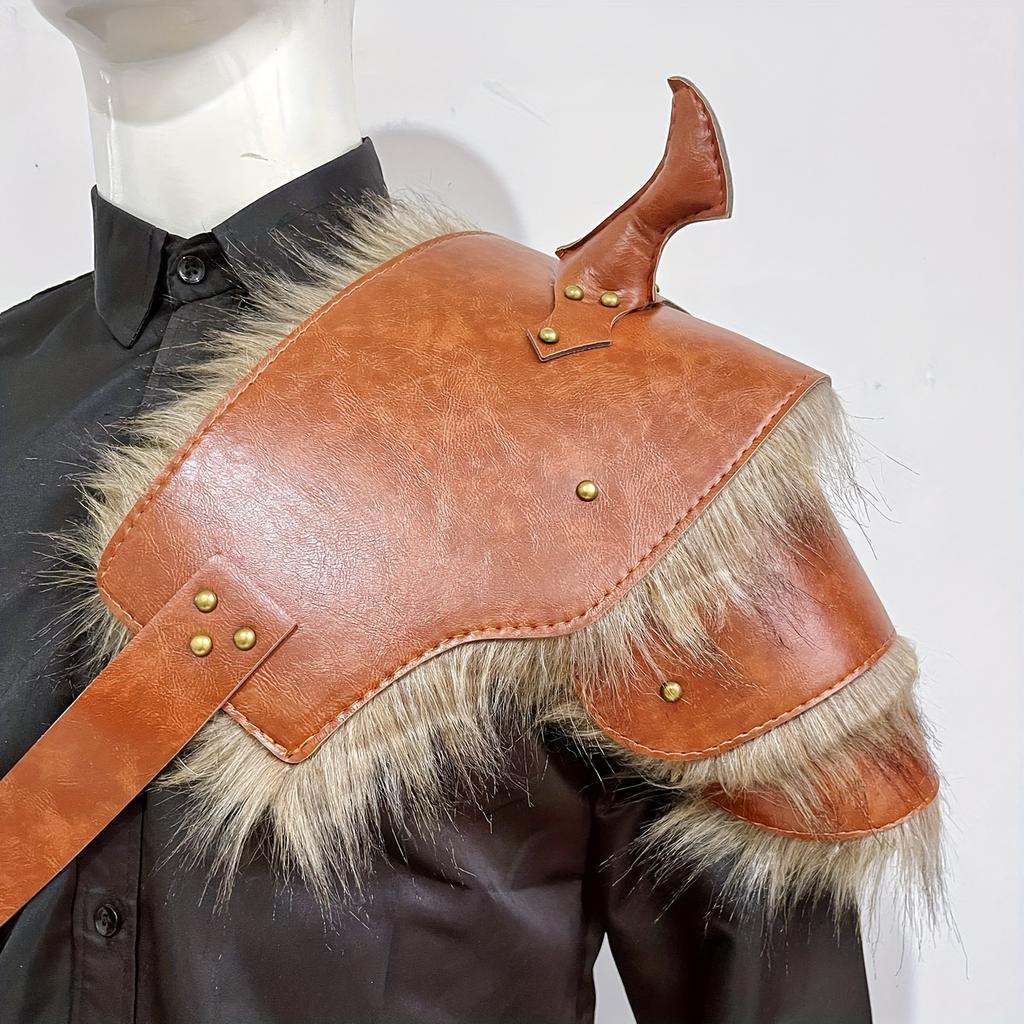 1 шт./1 пара, наряд средневекового рыцаря викингов эпохи Возрождения, 2 цвета, шаль на плечо из искусственной кожи с краями из искусственного меха, привет