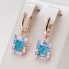 Four Color Full Zircon Square Blue Dangle Earrings Women's Personality Jewelry AVE