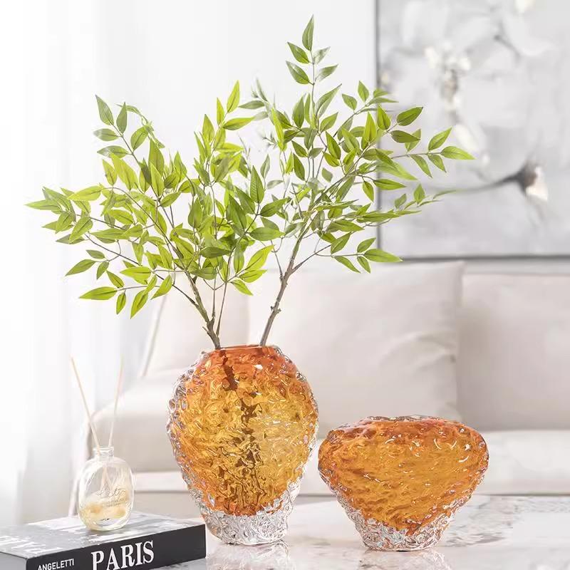 Толстое Цветное Стеклянное Ваза Ваза для Цветов Оранжевая Цветочная Композиция Аксессуары Гидропоника Террариум Аксессуары для Домашнего Декора