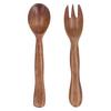 2 Pcs Wooden Spoon Fork Set Reusable Salad Servers Reusable Kitchen Flatware for Home Travel