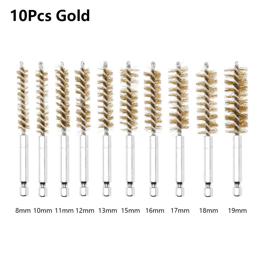 6/8/10/12/14Pcs With Handle Steel Bore Brush Cleaning Brush for Power Drill Impact Driver