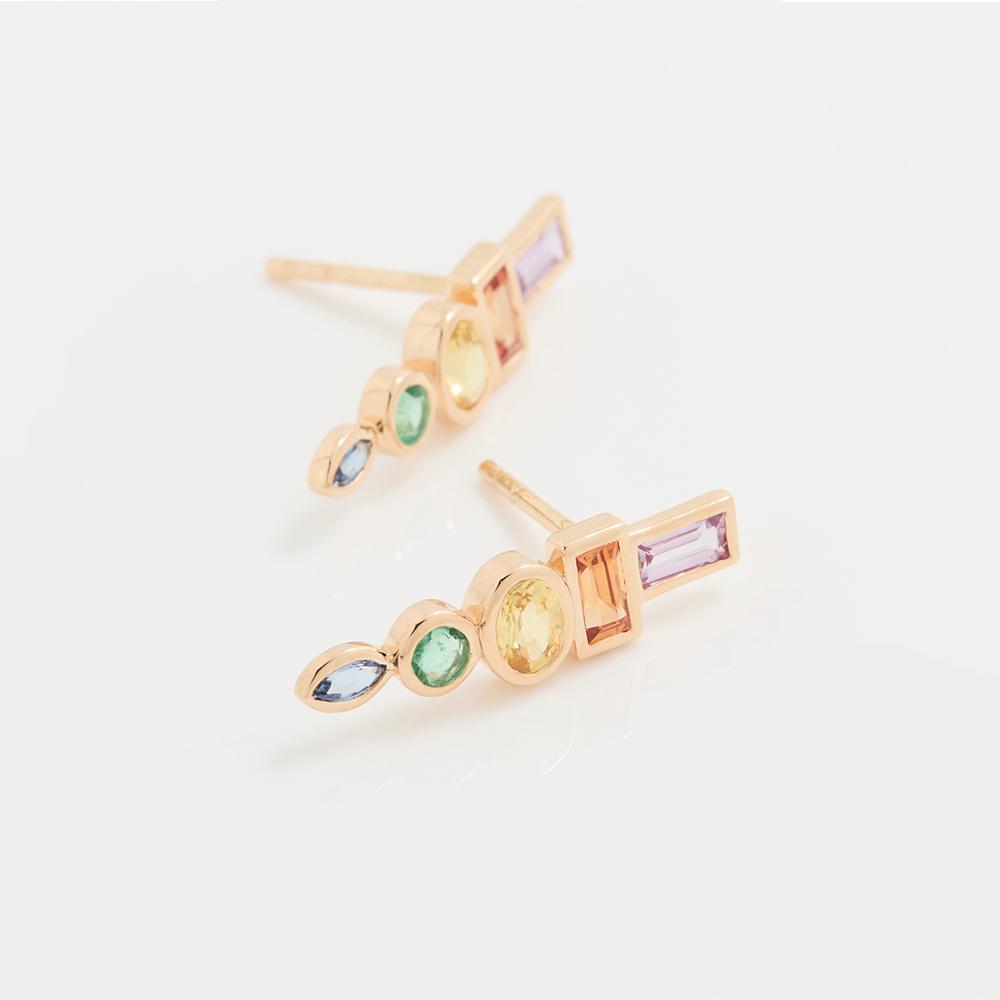 Pinkdudu Personalized Candy Color Geometric Stud Earrings Exaggerated Simple Glass Stone Casual Earring for Women Gifts PD1147