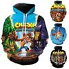 3D-принт Crash Bandicoot Hoodie Games Мужчины Женщины Мода Повседневный пуловер Hoodies