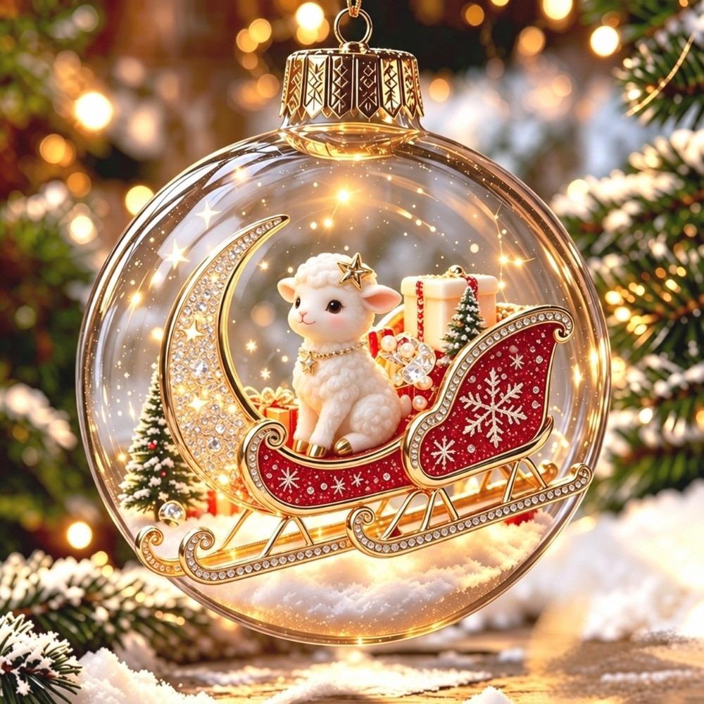 Transparent Christmas Bauble Ornament LED Lighted Hanging Christmas Decoration For Christmas Tree