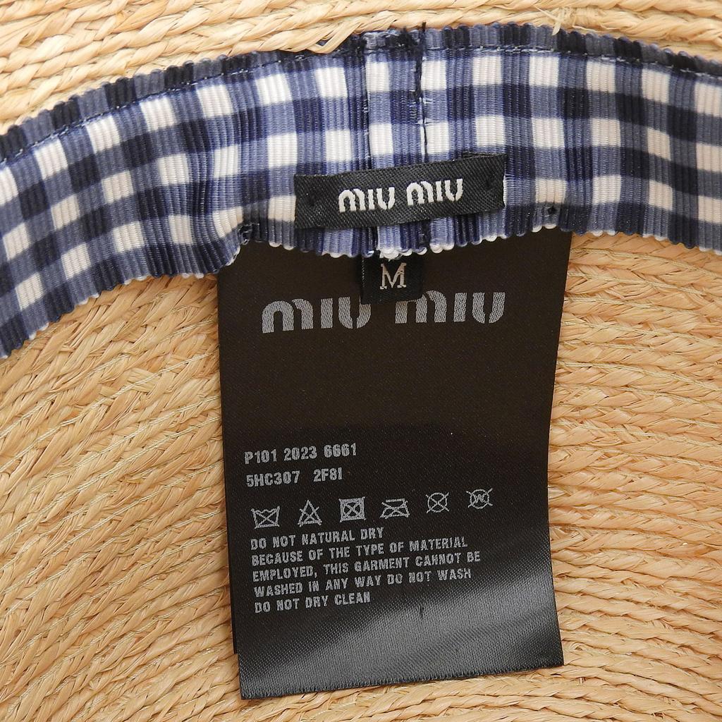 Excellent MIUMIU hat natural Raffia Women M 5HC307 Used