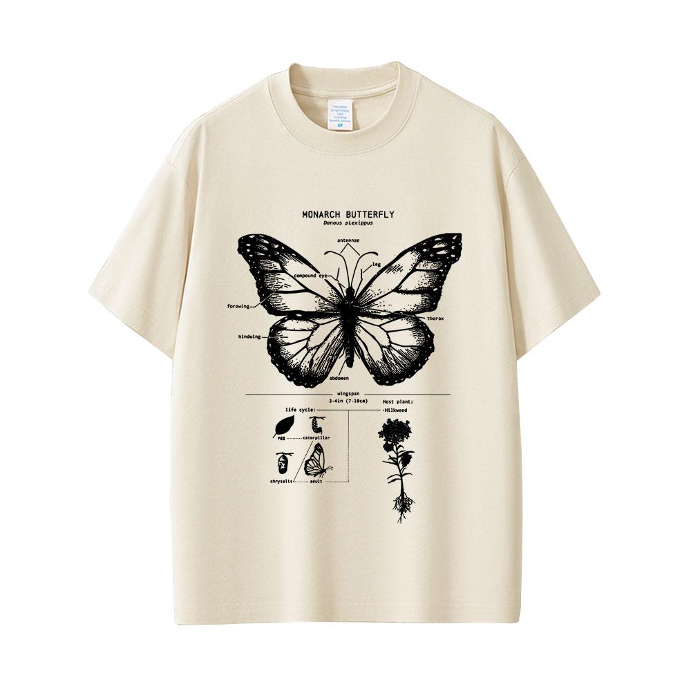 Monarch Butterfly Anatomy Graphic Tshirt Men Women Casual Oversized Funny Tshirt Unisex Fashion Vintage Short Sleeve T Shirts