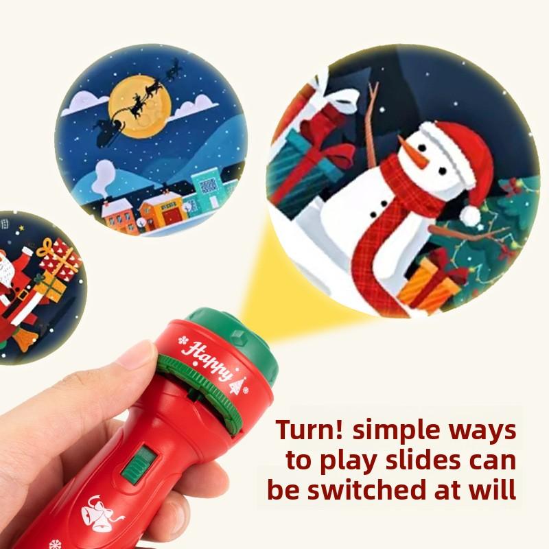 Christmas Cartoon Projection Flashlight Creative Children Flashlight Toy Projector Baby Toys Bedtime Story Book Toy for Kids
