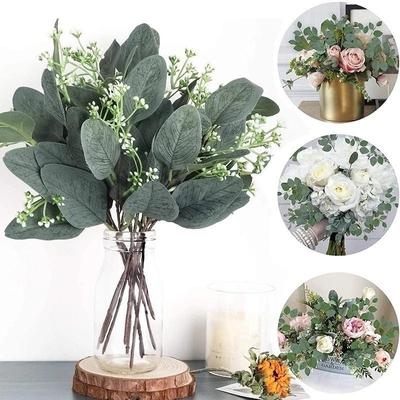 6 шт. искусственные листья эвкалипта стебли ветки DIY искусственные растения для свадьбы домашний декор сада