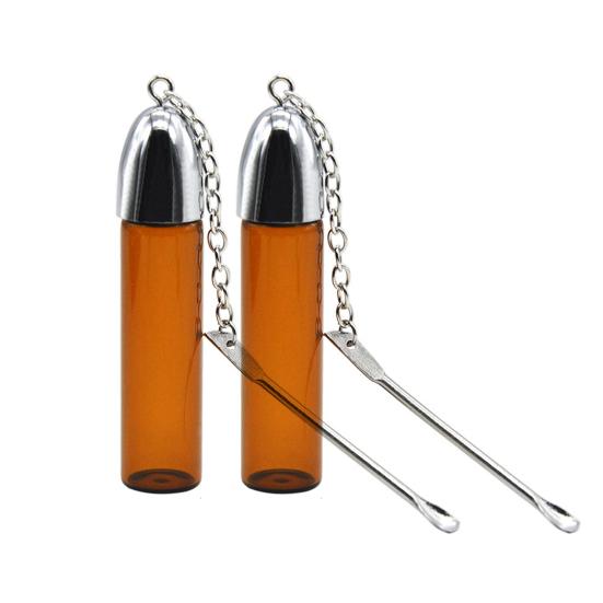 2Pcs Storage Bottle Leak-Proof Spice Container Portable Pill Powder Bottle with Mini Spoon for Outdoor Travel Camping