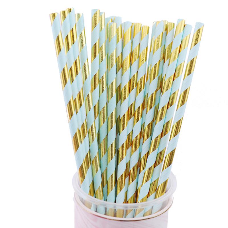 25 шт. фольги золото/серебро радуга одноразовые питьевые цветные бумажные трубочки рождественский свадьба день рождения украшения вечеринка мероприятия принадлежности