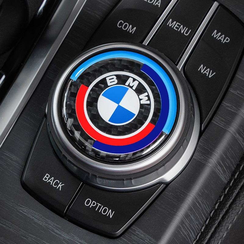 2026 Hot 1PC Carbon Fiber Car Emblem Multimedia iDrive Knob Sticker For BMW X1 X2 X3 X5 X4 X6 X7 G30 G20 G32 G11 G12 F40 F30 F20 F10 F34