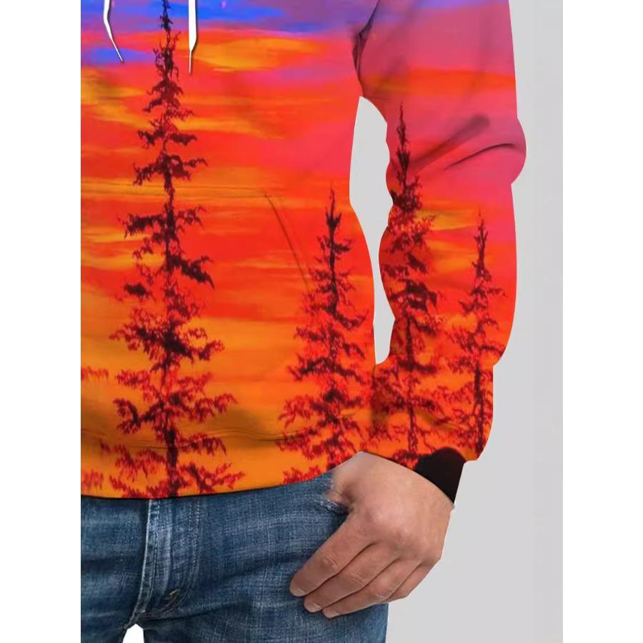 3D Printed Men's Hoodie Deer Pattern Trendy Sportswear Pullovers Long Sleeves Autumn Winter Sweatshirt