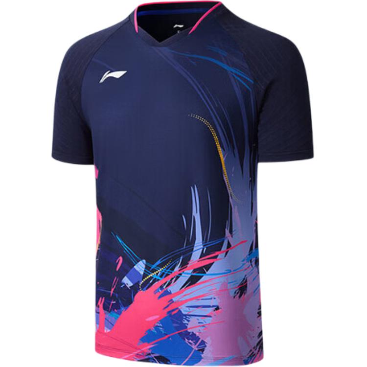 Мужские бадминтонные майки Li-Ning Унисекс Морской синий V-образный вырез Средняя посадка