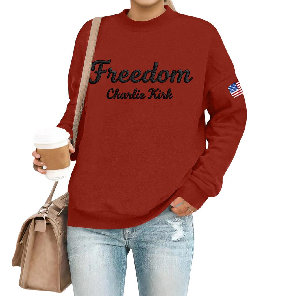 Women's Casual Fashion Round Neck Long Sleeve  Printed Sweatshirt