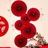 2026 Красный веер оригами и цветочный декор для новогодней витрины