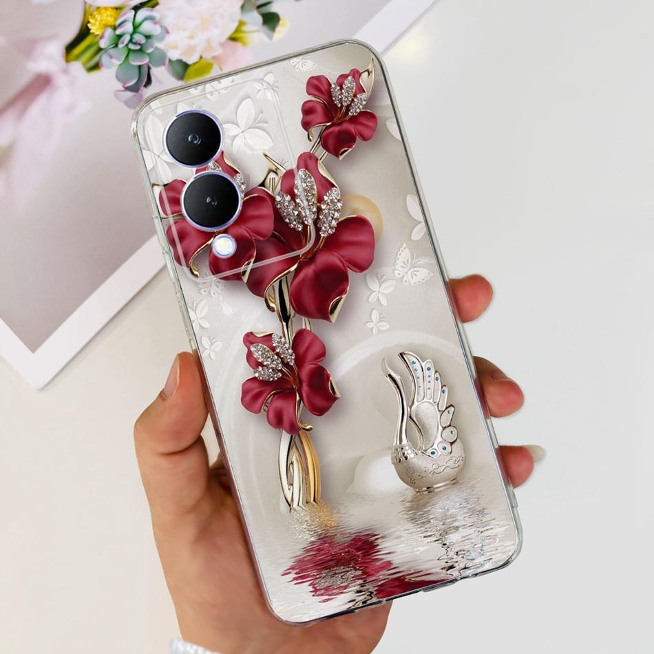 For Vivo Y17s Case 2023 Elegant Pattern Soft Silicone TPU Phone Back Cover For Vivo Y17s 4G VivoY17s Y 17S Bumper