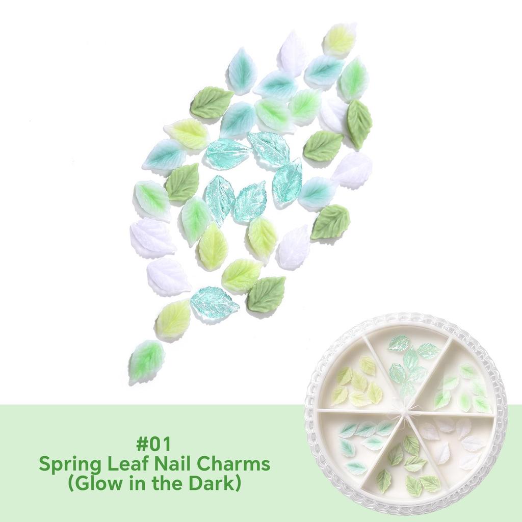 1BOX Colorful Nail Charms 3D Flower Bowknot Leaf Butterfly Mixed Nail Jewelry Kit DIY Nail Art Decoration Nails Accessories