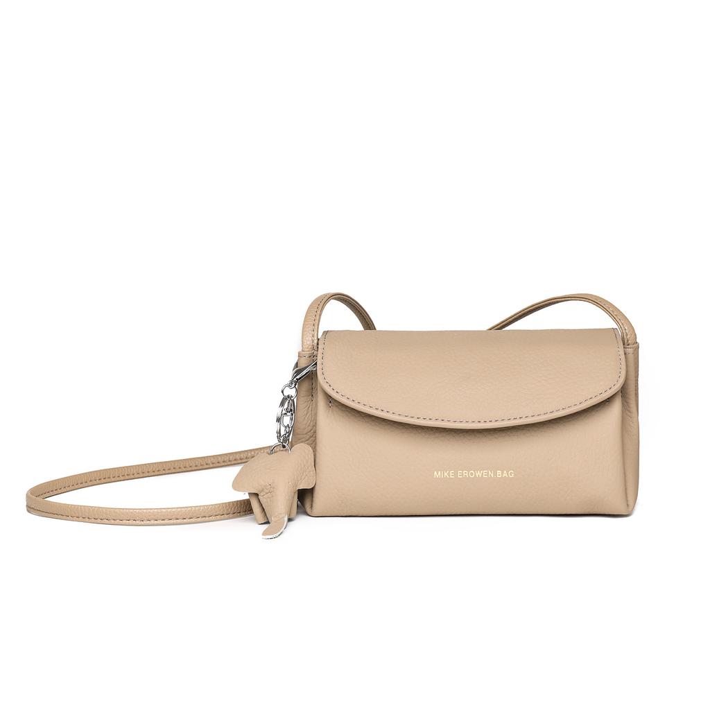 Genuine Leather Women'S Bags Are Simple And Fashionable, Lychee Pattern Single Shoulder Messenger Bag, First Layer Cowhide Small Square Bag Tide