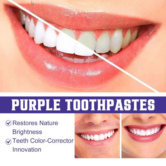 30ML Purple-color Teeth Whitening Toothpaste Teeth Stain Removal Gums Care Deep Cleaning Color Corrector Brightening Toothpaste