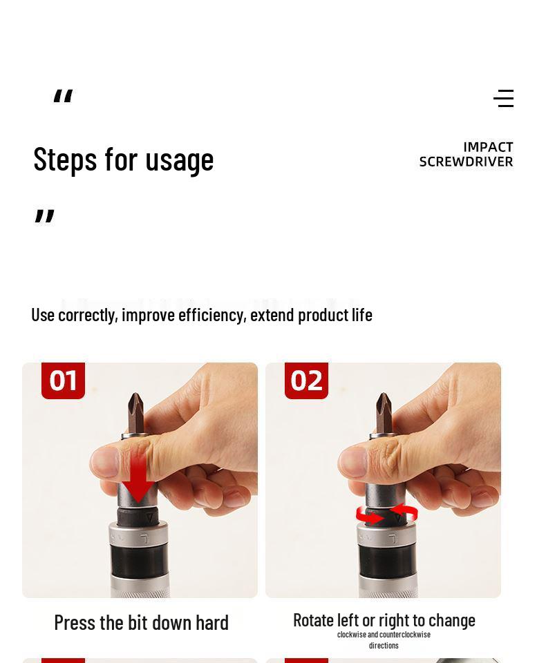 Набор ударных бит и экстракторов для винтов: Удалитель ржавых/сломанных головок, крестовое нарезание резьбы, готов к удару молотком