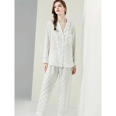 Простой комплект для дома с клетчатым принтом, удобные топы с длинными рукавами и карманами, удобные длинные брюки, женская домашняя одежда, одежда для сна