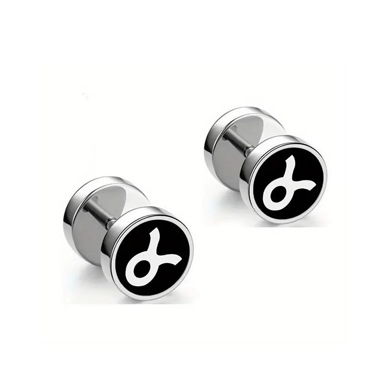 Мужские Модные Серьги-Гантели из Нержавеющей Стали со Знаками Зодиака