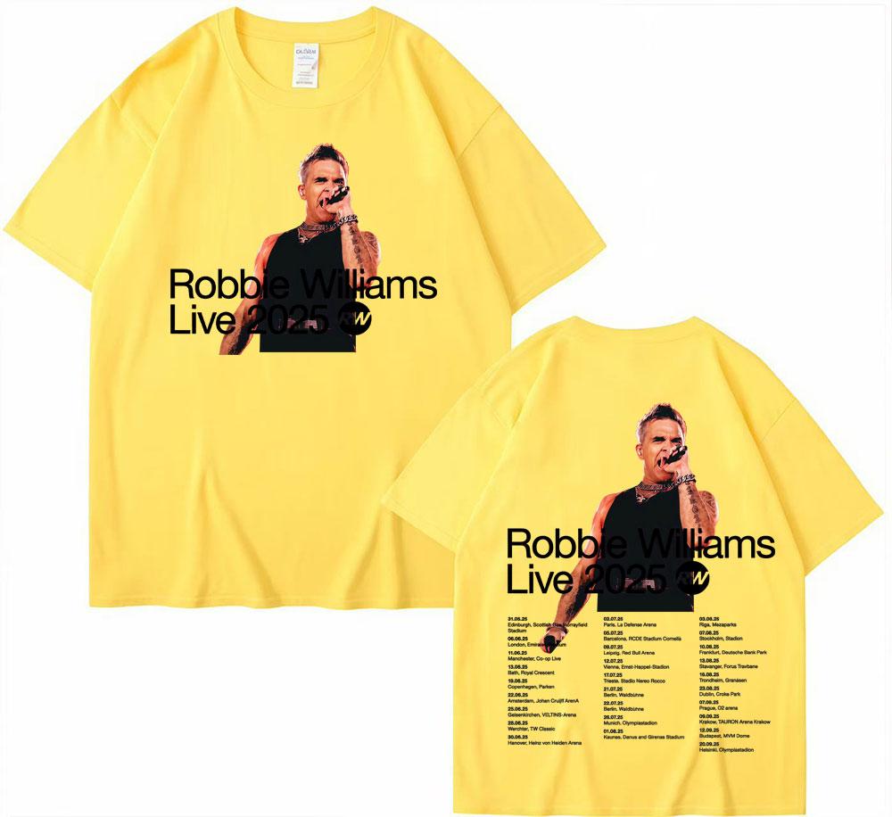 Robbie Williams Live 2025 Tour Cover Tshirts Men Women High Street Hip Hop Punk T Shirt Summer Casual Short Sleeve Tshirt Tops