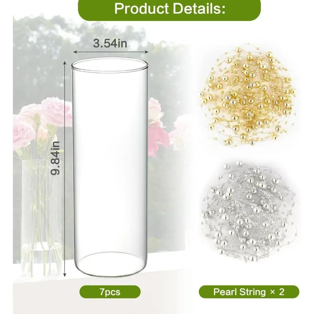 7 шт. Стеклянные цилиндрические вазы для украшения центра стола - 10 дюймов высотой стеклянные вазы для цветов украшение дома свадебное украшение стола ваза