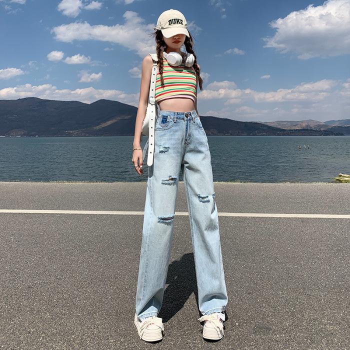 Jeans for Women Spring High Waist Straight Pants for Women Spring and Summer Narrow Version Wide-leg Jeans for Women Spring and Summer