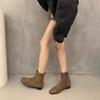 2024 Высококачественная женская обувь Ботильоны женские элегантные современные ботинки женские швейные квадратный носок боковая молния низкий каблук туфли женские